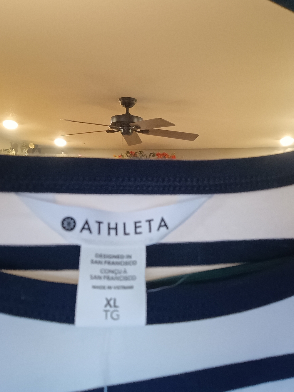 Athleta Navy & White Striped Long Sleeve Top XL - Picture 2 of 4